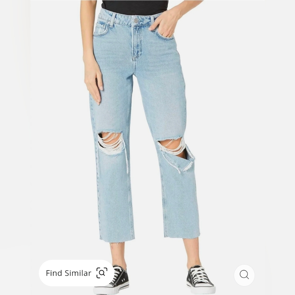 ❤️ PAIGE NOELLA DESTRUCTED HIGH RISE STRAIGHT LEG JEANS, RAW HEM, 14 (32)